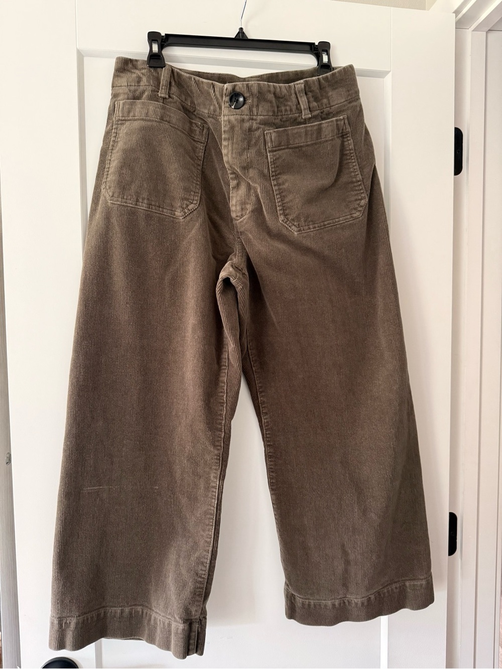 Quince Organic Stretch Corduroy Cropped Wide Leg Pants in Seaweed Size 14 Short